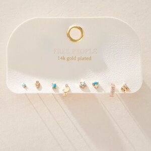 NWT Free People Earrings 14k Gold Plated Davina Stud Set